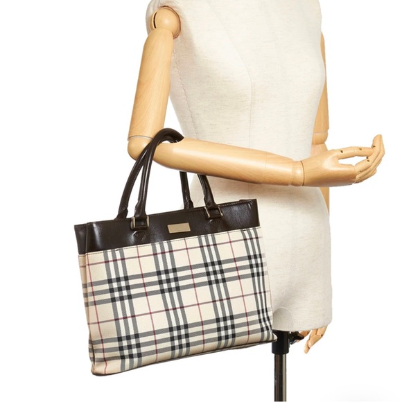 Vintage Burberry Check Canvas and Leather tote bag - Picture 8 of 8